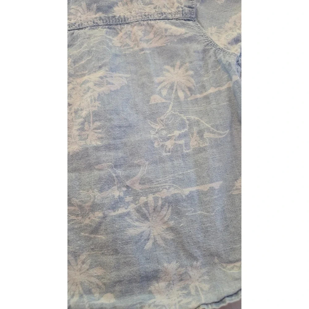 OshKosh B'gosh 18M 100% Cotton Blue‎ Tropical Dinosaur Button Down Shirt